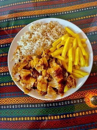 Plato Kebab Con Arroz Y Patatas