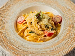 Паста з куркою у вершково-сирному соусі (300g)