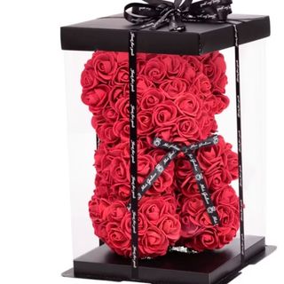 Miś z różyczek czerwony M