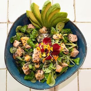 Salmon salad with avocado
