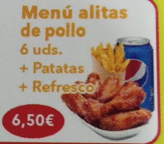 MENU ALITAS DE POLLO