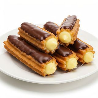 Churro relleno de crema de vainilla bañado en chocolate (1 ud.)