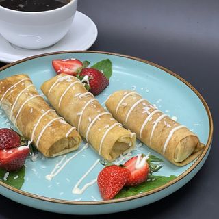 Блины Рафаэлло (с творогом, сгущенкой и кокосом)