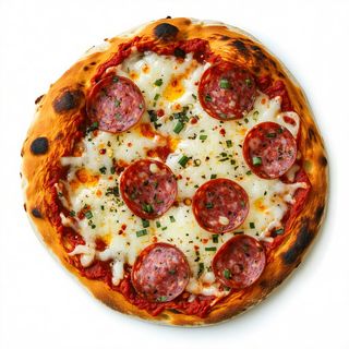 Pizza rossa salame piccante e cicoria