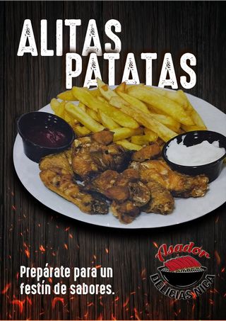 Alitas con Patatas fritas 