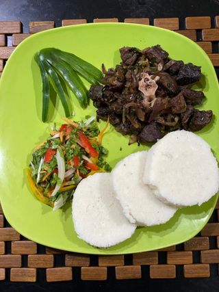 Goat Dry Fry with Ugali White
