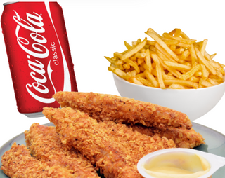 Tiras de pollo 5 uds.)+ patatas