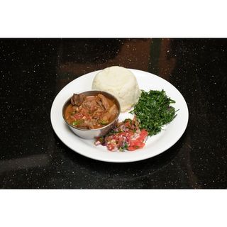 1/4 Mbuzi ( Goat Meat) Wet Fry & Ugali