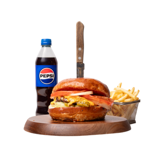 Cheeseburger + frytki + napój