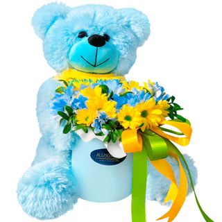 Ведмедик з хризантемами “Завжди разом”