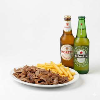 Piatto solo carne & patatine piccole + Moretti o Heineken 66 cl