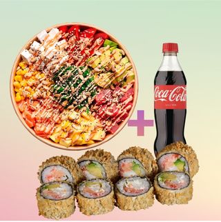 Tiki God + Tempura Somon + Coca Cola