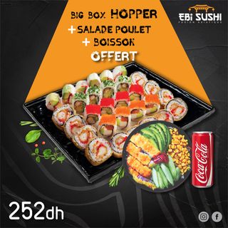 Formule Big box hopper + salade poulet + boisson