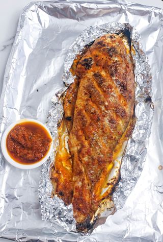 Whole grilled  croaker fish