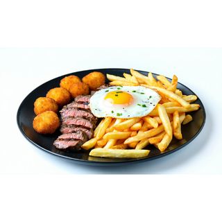 Lomo, Huevo Frito, Croquetas Y Patatas Fritas