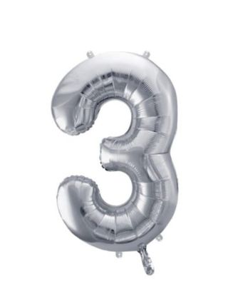 Cyferka 3 z helem ( srebrna )