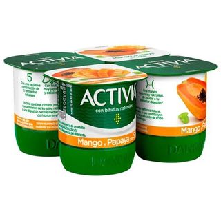 Yogur Bífidus Mango Papaya Soja Danone Activia Pack 4x120 Gr