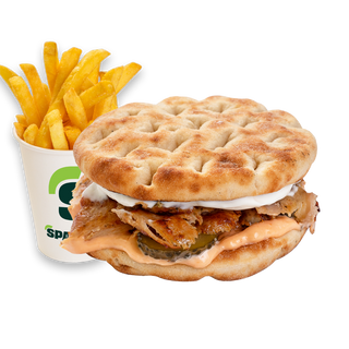 Burger Apollo puișor cu cartofi prăjiți