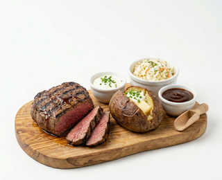 Mușchi de vită gătit la grătar cu cartof copt