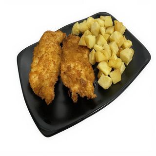 ración de pechuga de pollo rebozada