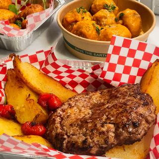 Superhamburguesa premium con patatas natural