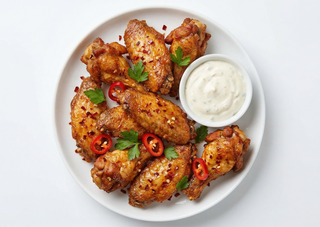 Aripioare picante cu sos de usturoi și maioneză