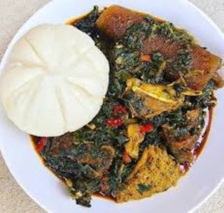 Efo riro Soup and eba/semo/fufu