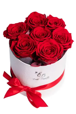 Cappelliera rose rosse stabilizzate piccola 3 rose