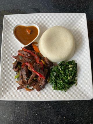 Beef Dry Fry With Ugali Spinach