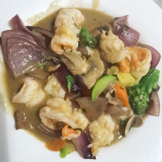 166-Gambas Con Curry Verde Y Leche De Coco