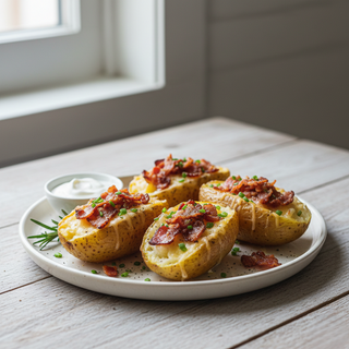 Cartofi taranesti umpluti cu bacon