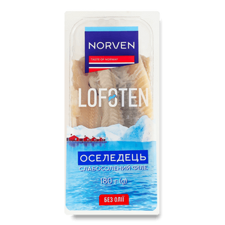 Оселедець Norven Lofoten філе слабосолене без олії (180г)
