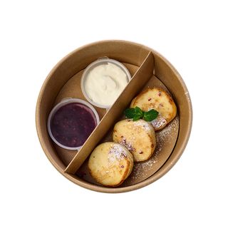 Сирники з Йогуртовим кремом та Малиновим джемом (243г)