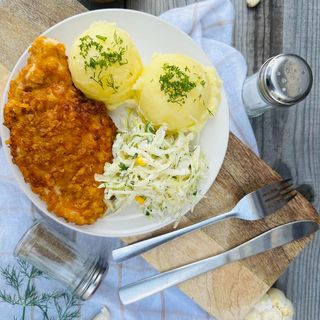 Zestaw obiadowy # 2 (Schab,puree, sałatka .Rosół  gratis tka z buraków)