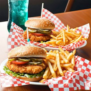 2 Chicken Burgers + 2 Chips + Soda