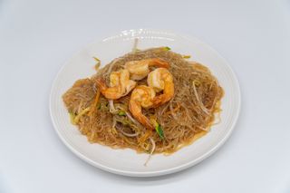 41 Spaghetti di soia con gamberi e verdure