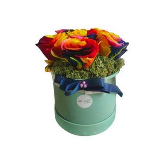 Hatbox de Rosas Rainbow Preservadas