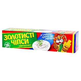 Чіпси Золотисті Картопляні Зі Смаком Кропу Та Сметани Пластинки 75г
