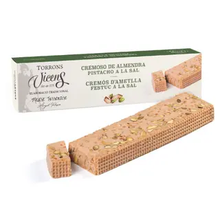 Turrón Cremoso de Almendra con Pistacho a la Sal Vicens Estuche 300 Gr.