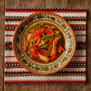 Tigaie picantă de pui cu legume