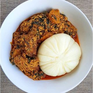 Pounded Yam, Soup and Protein
