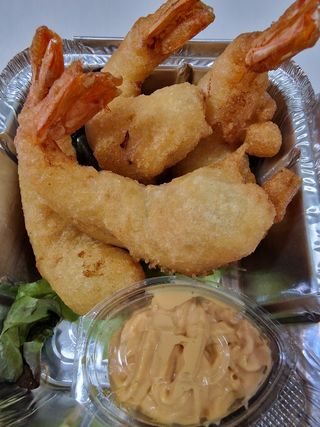 Battered Prawns Served With Seafood Dip