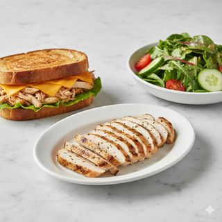 Bocadillo De Pollo Con Queso Y Ensalada