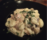 Njoke šunka, šampinjoni