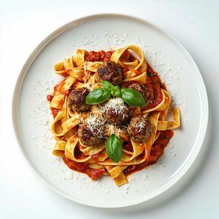 Tagliatelle al pomodoro con polpette