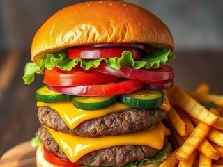 Бургер Дабл з картоплею фрі (450g)