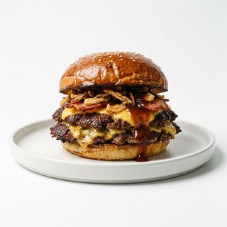 Hamburger schiacciato BBQ