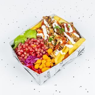 Steak Kebab Over Fries