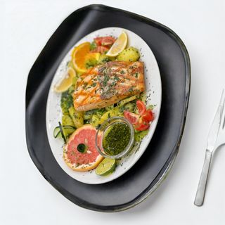 File losos sa grilovanim povrćem ili dalmatinskim varivom