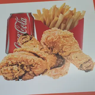 Pollo Frito. Muslo (3 Uds.), Patatas Fritas Y Refresco
